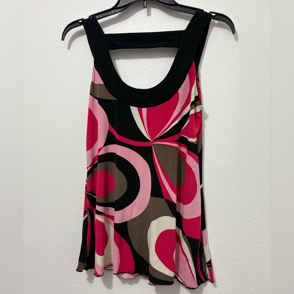 Byline California Sleeveless Straps Top Colorful Blouse Summer Happy Size M - Picture 3 of 3